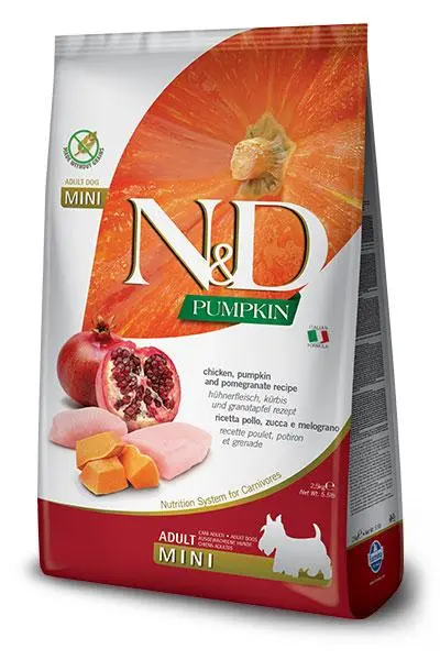 Alimento para perros mini farmina nd calabaza y pollo 2.5kg - nutrición óptima