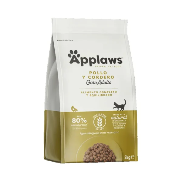 Applaws pienso seco para gatos adultos pollo y cordero 2kg - sin cereales, 80% carne, natural y saludable