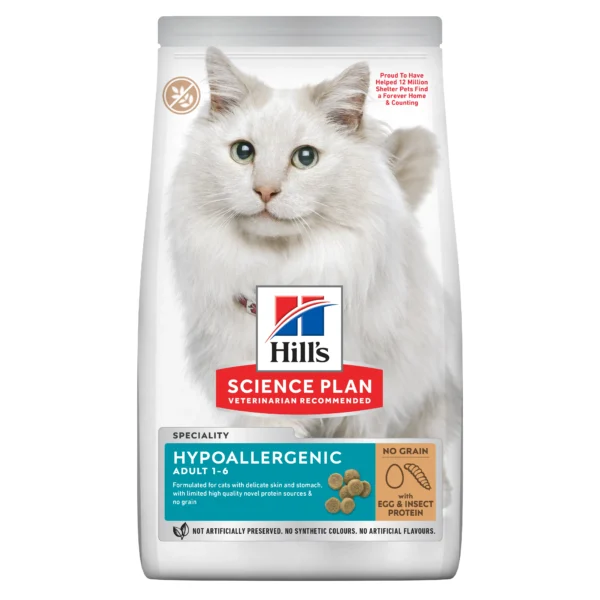 Hill's SP Feline Adult Hypoallergenic Huevo e Insectos 7kg - Alimento Seco Saludable para Gatos