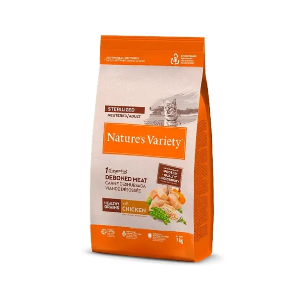 Nature's variety cat healthy grain sterilized chicken 3kg - dry food for sterilized cats