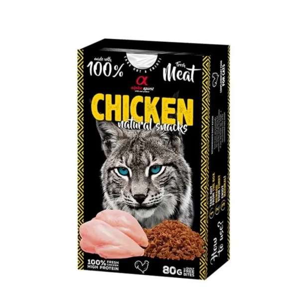 Natural chicken snack for cats - alpha spirit feline 6x80g | high-protein complementary food