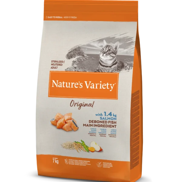 Nature's v origin feline adult sterilized salmon 7kg - healthy dry cat food