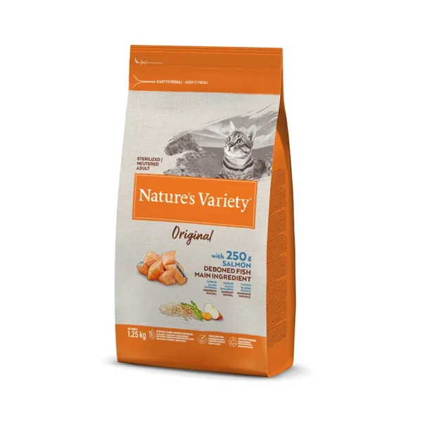 Nature’s v origin feline adult sterilized salmon 1.25kg - healthy dry cat food