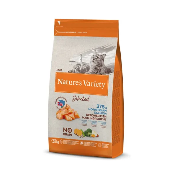 Nature's v selected feline adult salmon 1.25kg - healthy dry cat food