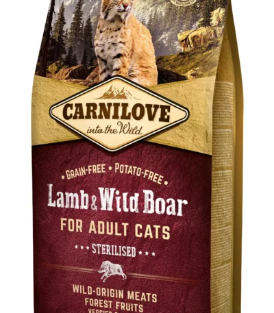 Pienso seco saludable para gatos esterilizados - carnilove feline adulto cordero y jabalí 6kg
