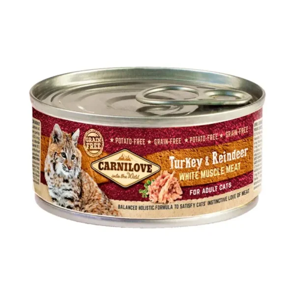 Healthy wet food for adult cats - Carnilove Feline Turkey and Reindeer 12x100g