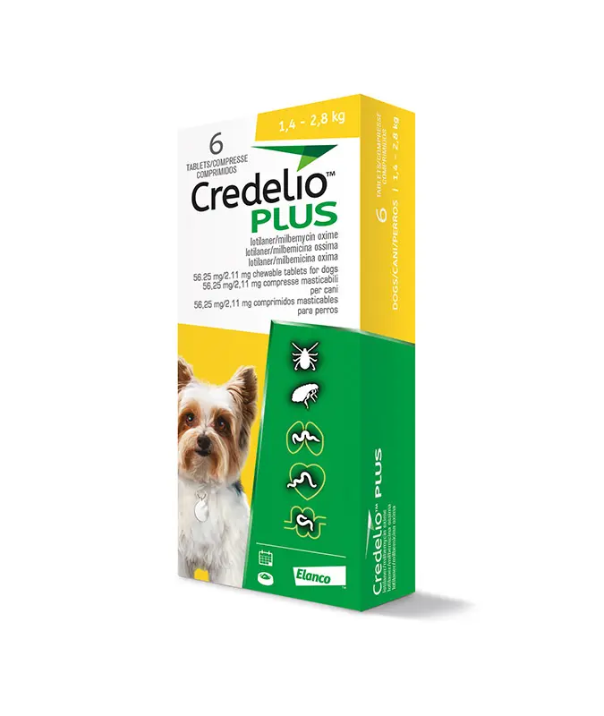 CREDELIO PLUS PERRO 56MG 1,3-2,5KG 6 Comprimidos – Antiparasitario Oral de Amplio Espectro, Pulgas, Garrapatas y Parásitos Internos