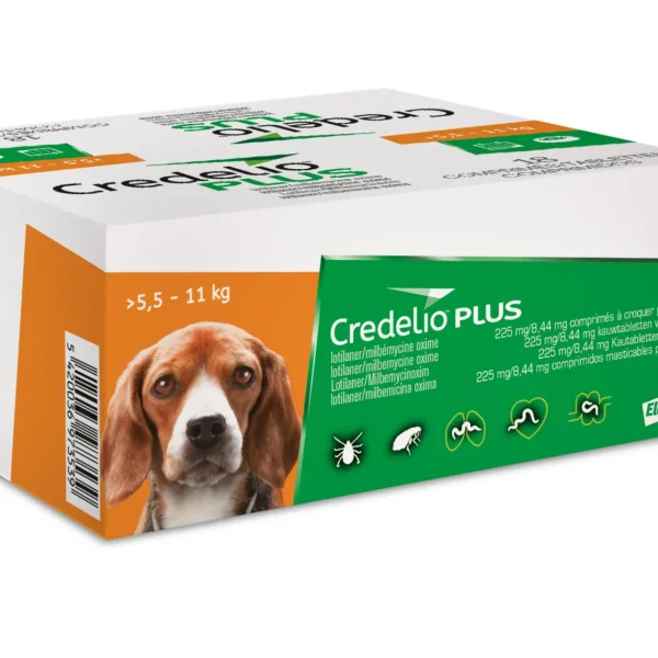 CREDELIO PLUS PERRO 225MG 5,5-11KG 18 Comprimidos – Antiparasitario Oral de Amplio Espectro, Pulgas, Garrapatas y Parásitos Internos
