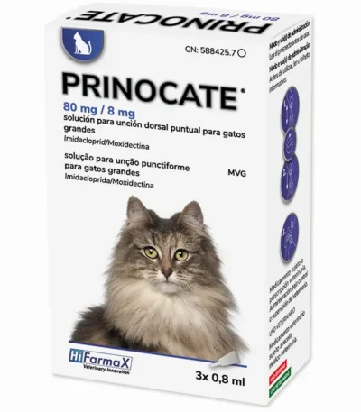 Prinocate 80mg/8mg 0,8ml 3 pipetas