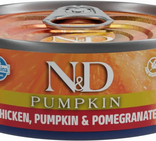 Farmina nd cat comida húmeda de pollo, calabaza y granada - caja de 30x70g para gatos saludables