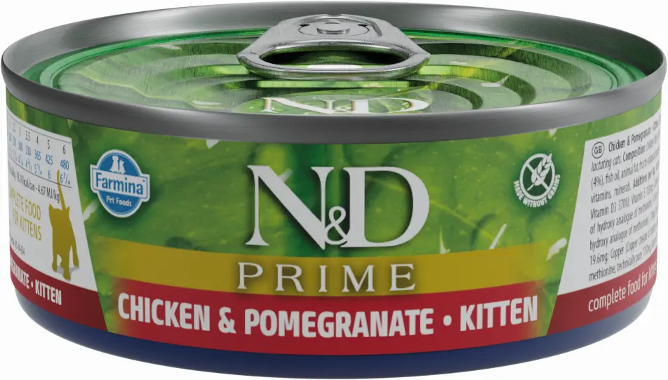 imagenes_producto2Fp2FPND0700242.webp Farmina nd kitten prime pollo y granada - comida húmeda saludable para gatos, caja de 30x70g