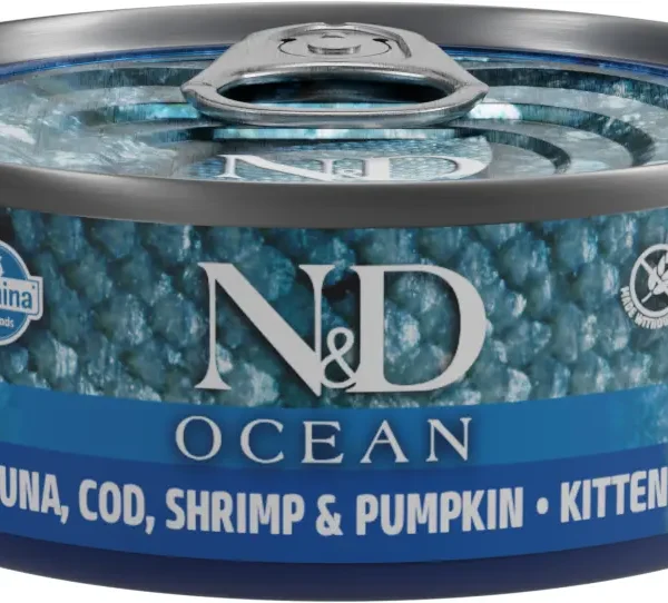 Farmina nd kitten ocean wet cat food - tuna, cod, shrimp & pumpkin 30x70g