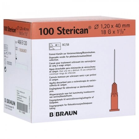 Aguja 1,1 x 30 mm (19G x 1 1/4 pulgadas), cono marfil, 100 uds · Uso veterinario